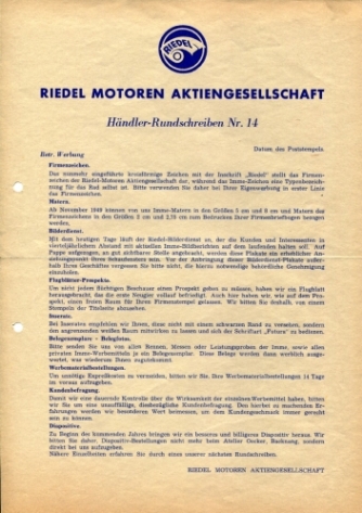 Händler-Rundschreiben Nr. 14