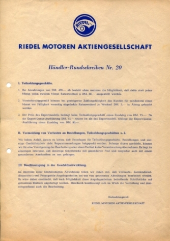 Händler-Rundschreiben Nr. 20