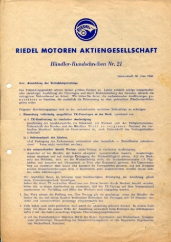 Händler-Rundschreiben Nr. 21, Seite 1
