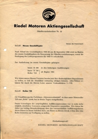 Händler-Rundschreiben Nr. 22