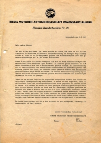 Händler-Rundschreiben Nr. 27